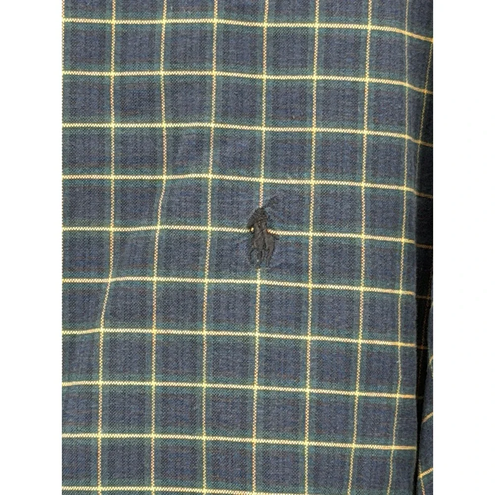 Polo Ralph Lauren Custom Fit Button Down Shirt‎ Mens XL Blue Yellow Long Sleeve